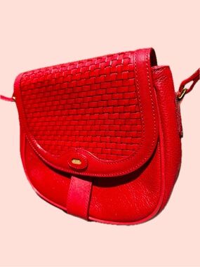 Bally Red Woven Leather Crossbody Bag